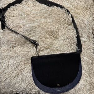 THEORY-Black/Suede Denim Waist Bag